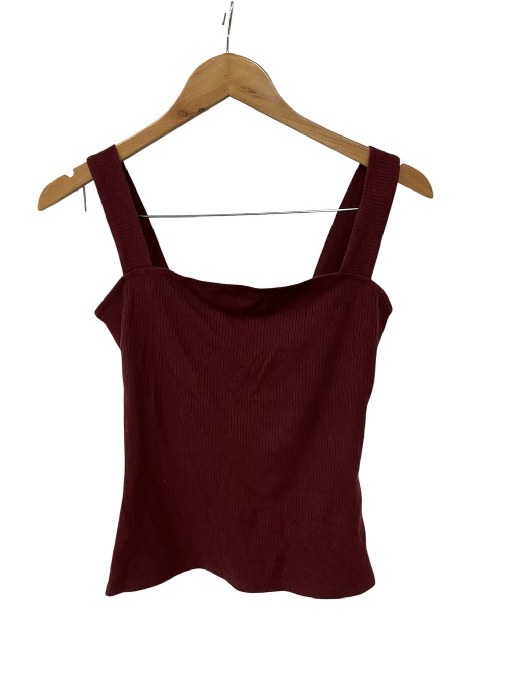 Reformation Jeans Maroon Ribbed Square Neck Tank Top S